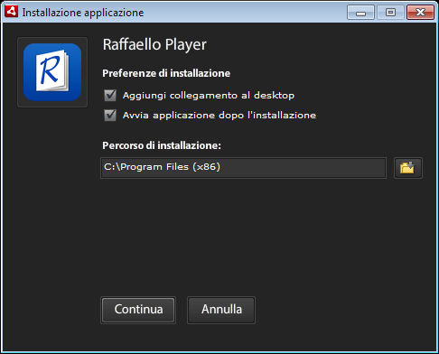 e installa raffaello player scaricare
